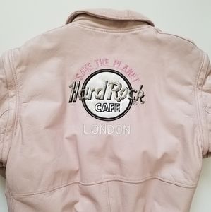 Vintage Pink Leather Hard Rock Jacket - Size S